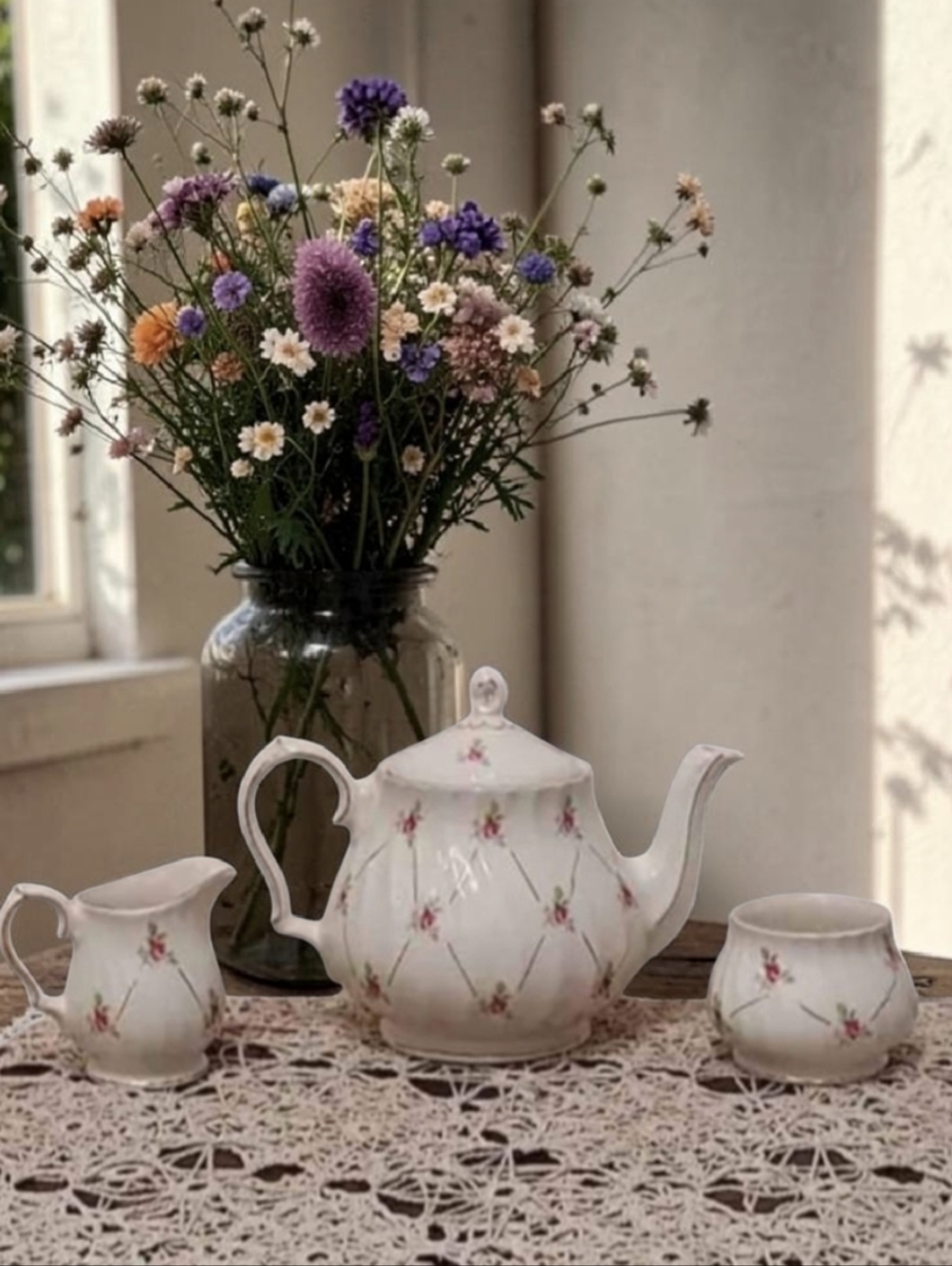 Antique Sadler England "Rosebud Lattice Swirl" Tea Set – Pattern #2790
